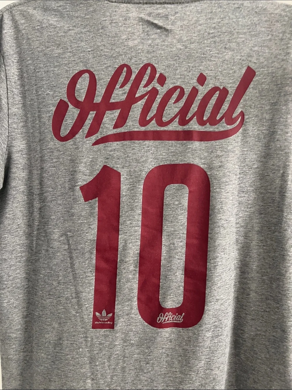 adidas Grey Skateboarding Tee with Maroon 'Official' Graphic
